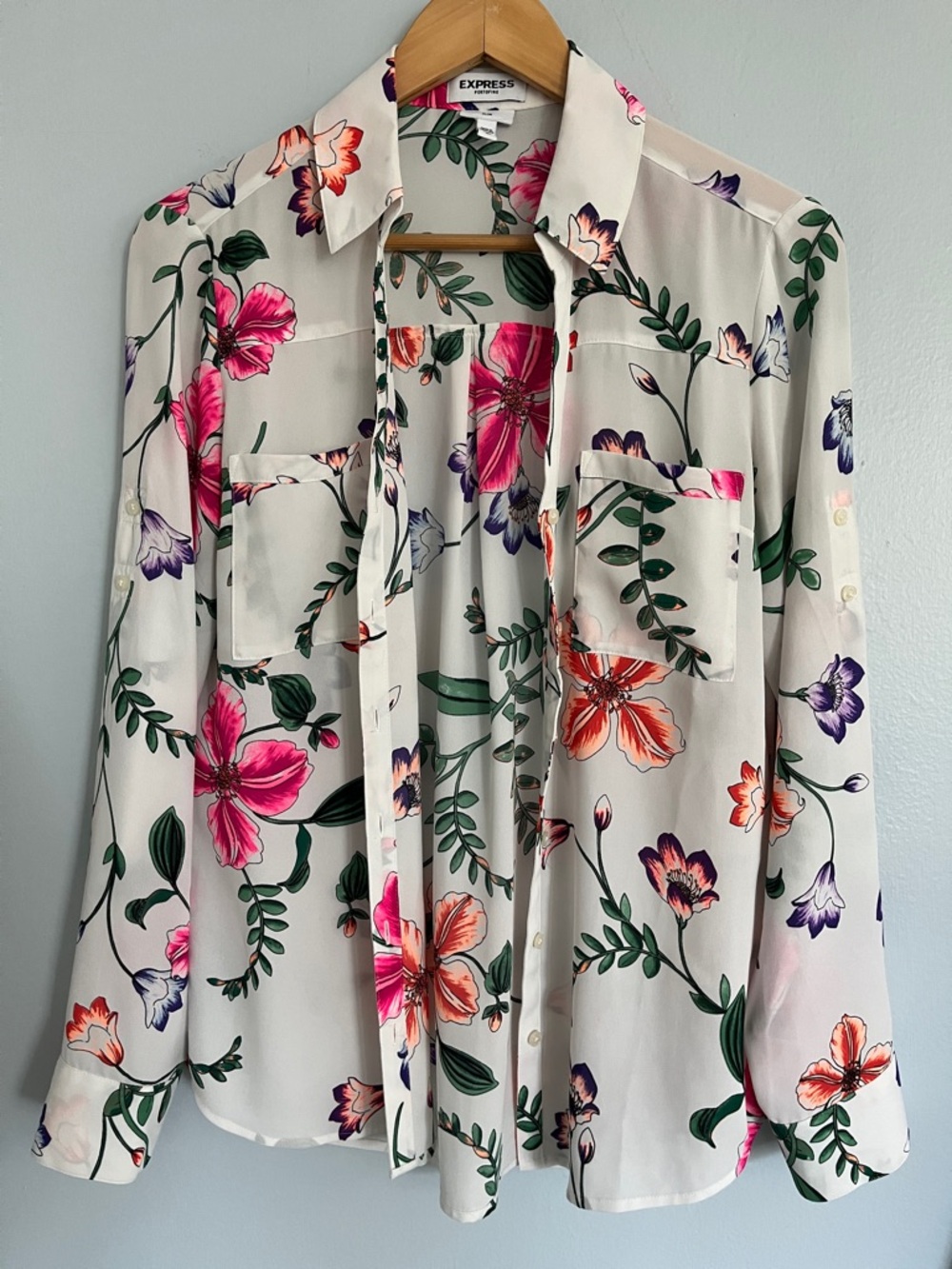 Hawaiian Floral Portofino Blouse